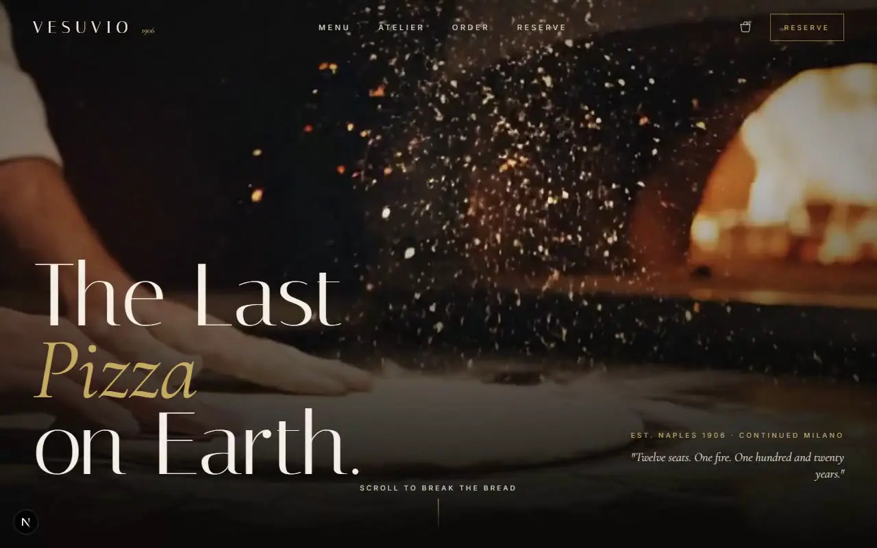 Vesuvio 1906 — Identyfikacja i strona dla restauracji premium z neapolitańską duszą.